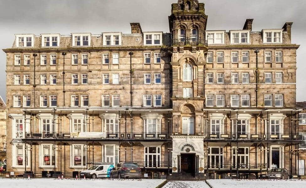 Exterior of The Yorkshire Hotel with snow on the floor