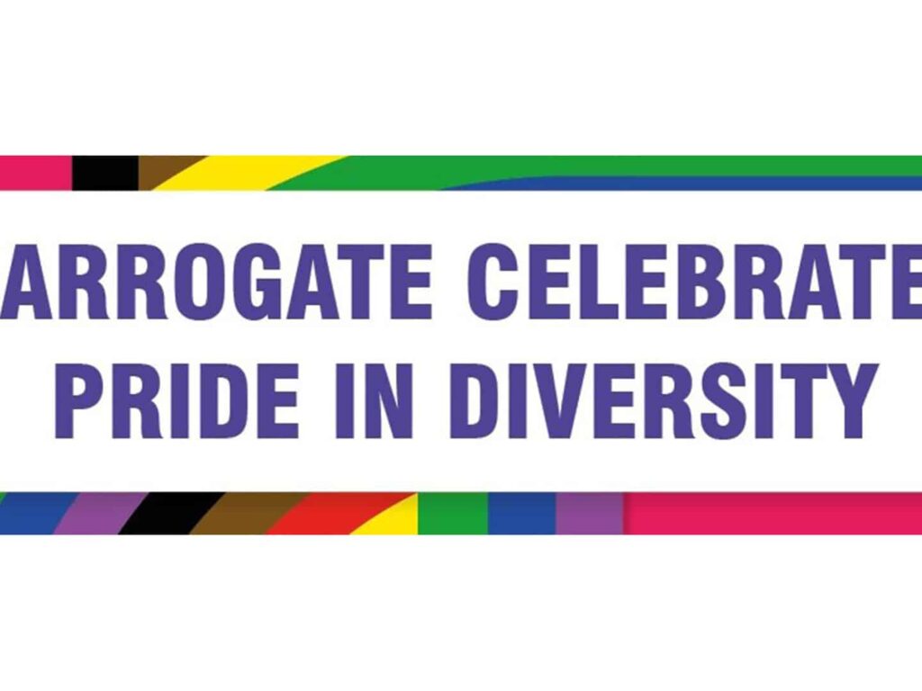 Pride Banner reading - Harrogate Celebrates Pride in Diversity