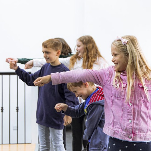 School children visiting Harrogate Theatre to do activities